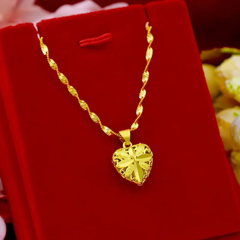 Heart Shaped Memorial Necklace I Artifical Gold