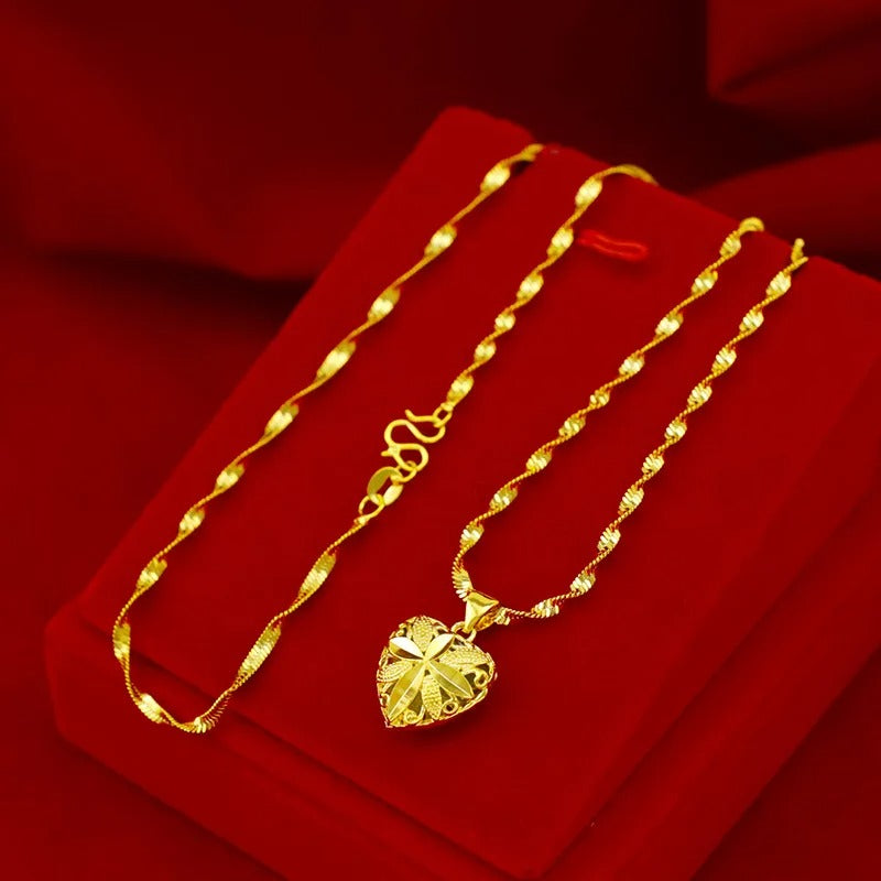 Heart Shaped Memorial Necklace I Artifical Gold