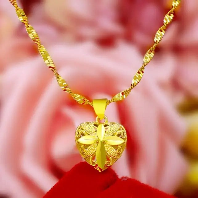 Heart Shaped Memorial Necklace I Artifical Gold
