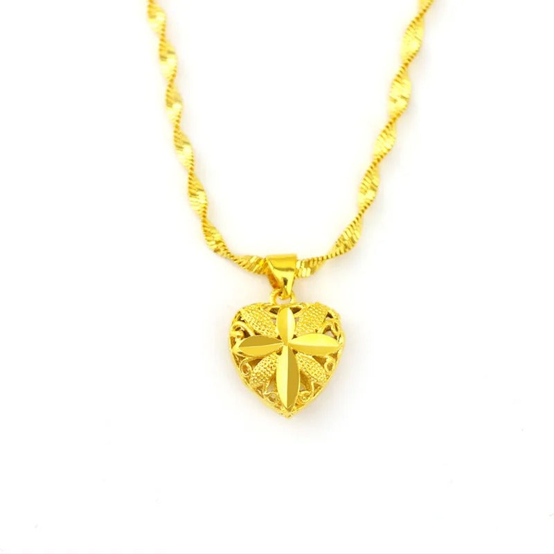Heart Shaped Memorial Necklace I Artifical Gold